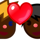 二人の男性とハート 黒 Emojidex Custom Emoji Service And Apps