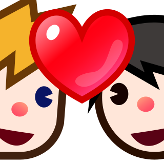 二人の男性とハート 白 Emojidex Custom Emoji Service And Apps